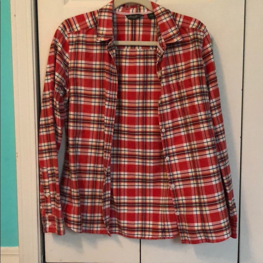Orange plaid Eddie Bauer button down
